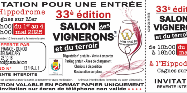 Salons des Vignerons - CAGNES SUR MER du 1 au 4 Mai 2025